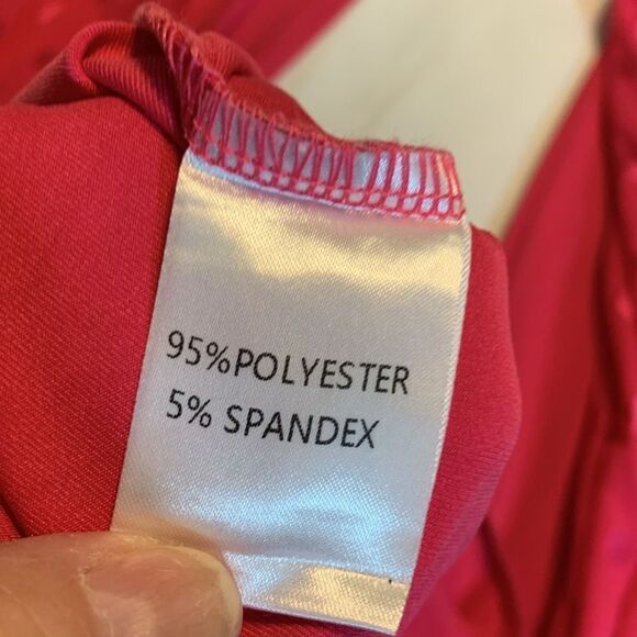 Size XL Bodycon Jumpsuit in hot pink.  Stage or dance outfit.  Sheer sides. - Picture 10 of 10